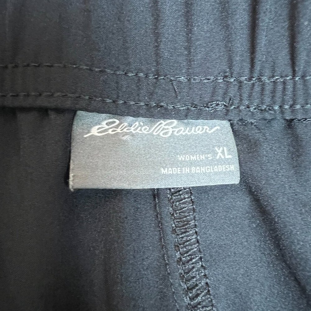 EDDIE BAUER Traveler Pants‎ Womens XL Black Pull On Elastic Waist Stretch Active - Picture 11 of 15